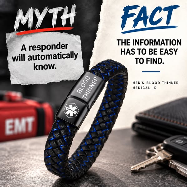 Men’s Blood Thinner Medical Alert Bracelet