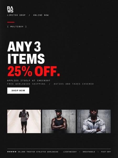 Any 3 Items, 25% Off.