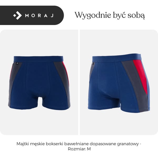 Majtki męskie bokserki bawełniane dopasowane granatowy - Rozmiar: M