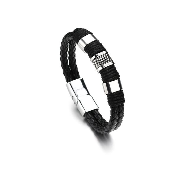 Men's Simple Style Geometric Brown PU Leather Bracelet, Perfect for Anniversary$1.04