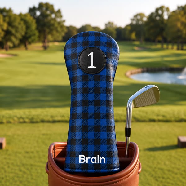 Personalized Golf Club Headcovers With Interchangeable ID Patches, Anti-Loss Adjustable Drawstring, Striped And Plaid Designs Golf Enthusias