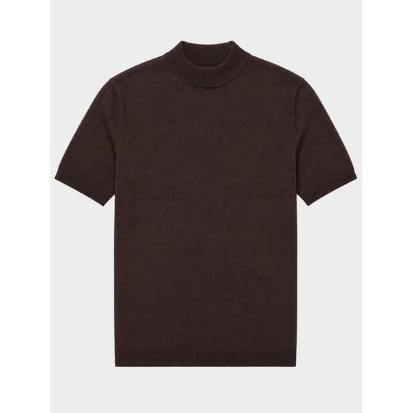 HIGH CREW NECK KNIT T-SHIRT IN BROWN€65
