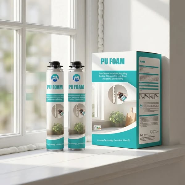 Polyurethane foam used to fill the gap between the wall and the roof