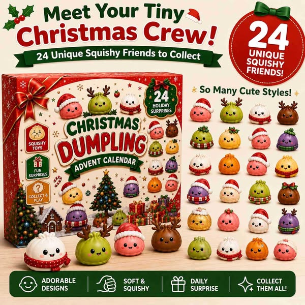 2026 Christmas Advent Calendar, 24 Days Mini Squishy Toys, Kawaii Dumpling Surprise Countdown Design, Christmas Gift for Girls/Boys