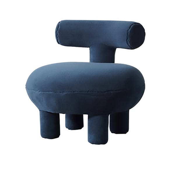 Lambswool Wood Curved Kids Chair, Contemporary - Blue