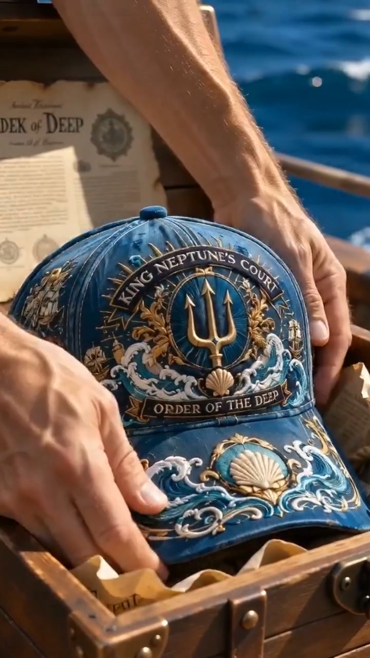 King Neptune Maritime Heritage Cap Luxury Gold Ocean Explorer Hat