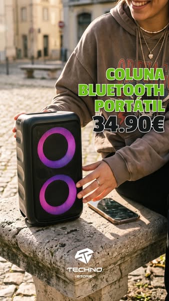 Coluna Bluetooth Portátil com Microfone