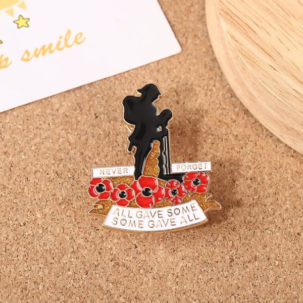 Lest We Forget Poppy Crystal Centre Brooch