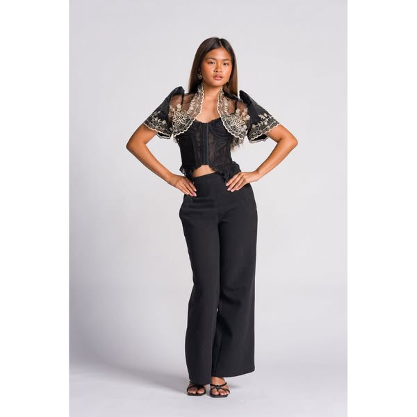 'Luisa' Bolero Filipiniana Sleeves (Black)