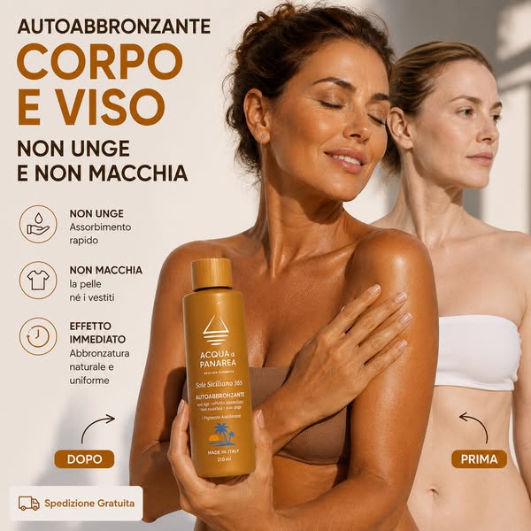 Pelle abbronzata tutto l'anno senza macchie e senza unto