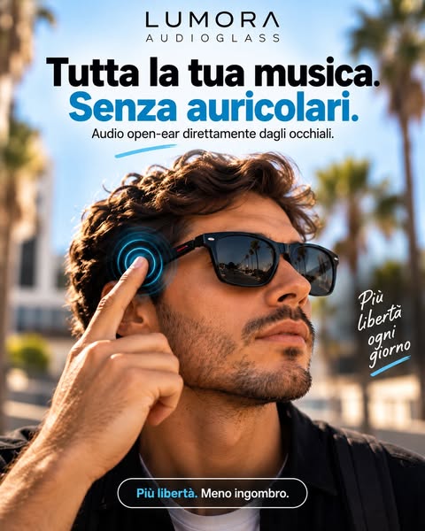 Lumora-AudioGlass™ Occhiali smart Bluetooth con audio open-ear