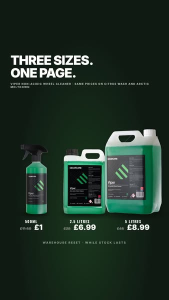 Viper 500ml £1 · 2.5L £6.99 · 5L £8.99