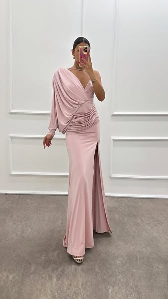 Powder single sleeve waist detail design dress €175