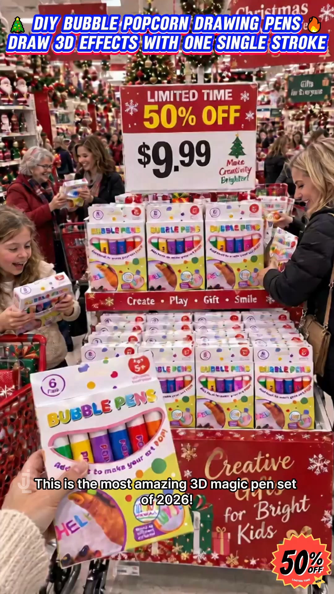LAST DAY BUY 1 GET 1 FREE!!Magic Pen – Draw 3D with one stroke! DIY Bubble Popcorn Drawing Pens