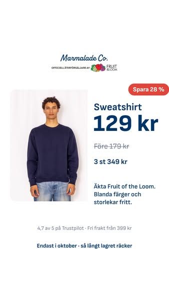 Sweatshirt för 129 kr – endast i oktober