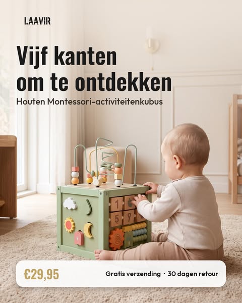 Houten activiteitenkubus