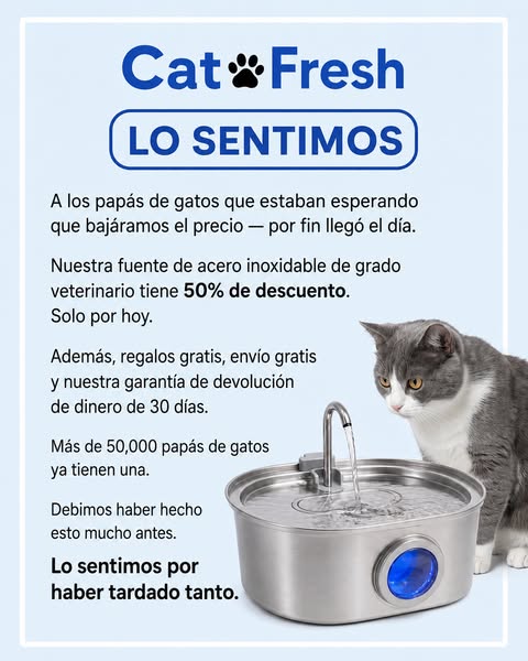 50% de descuento en la fuente para gatos