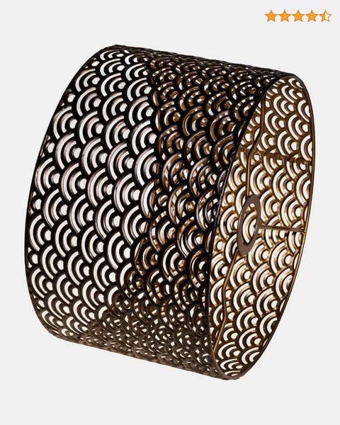 Osasy Abat-jour rond vintage en métal noir doré sculpté en forme de tambour pour lampadaire, suspension, lampe de table, plafonnier