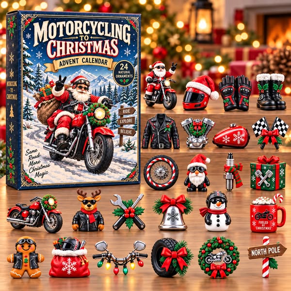 CHRISTMAS KICKOFF 40% OFF - Motorcycling Christmas Advent Calendar 2026 - 24-Day Festive Countdown, Acrylic Charms Blind Box - Gift For Moto