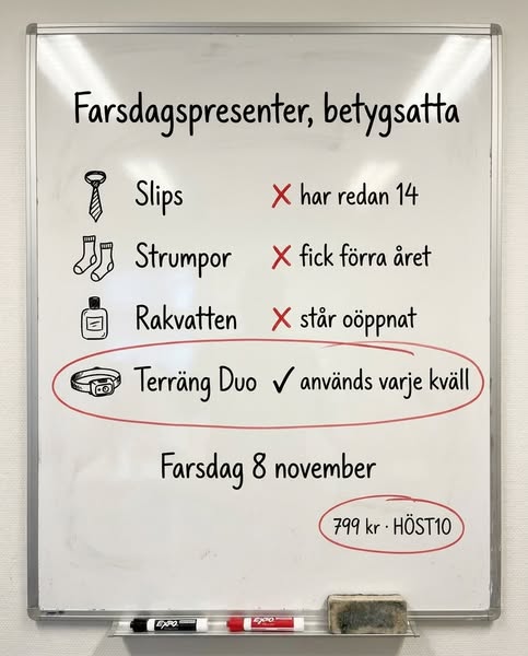 1 000 lumen. Upp till 69 timmar.