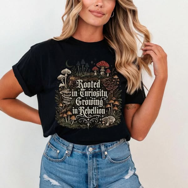 Rooted in Curiosity Rebellion Mushroom T-Shirt
