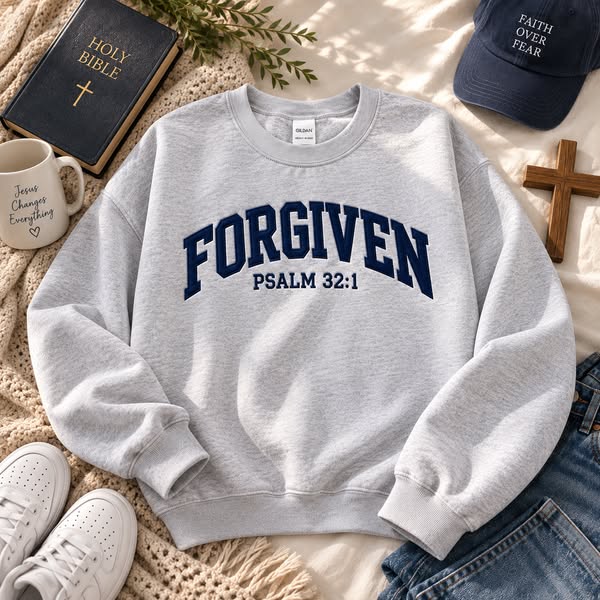 Custom Embroidered Forgiven Christian Crewneck
