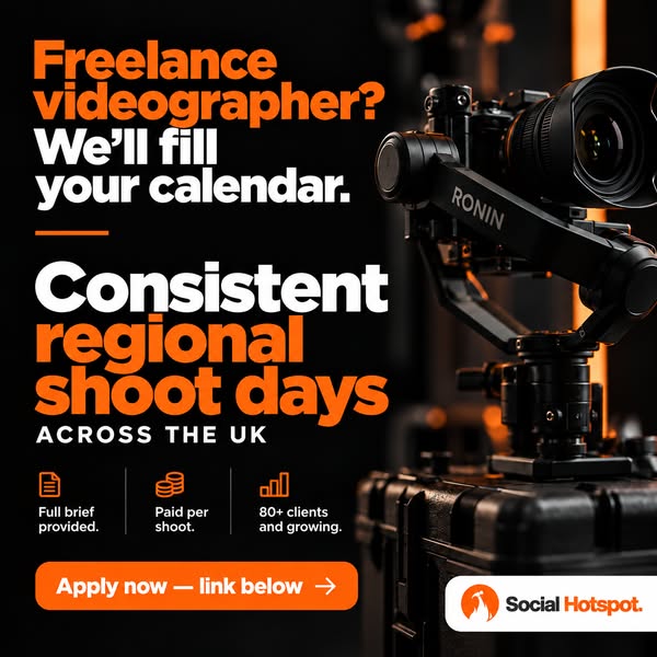 Freelance videographer? We'll fill your calendar with consistent, paid shoot days.