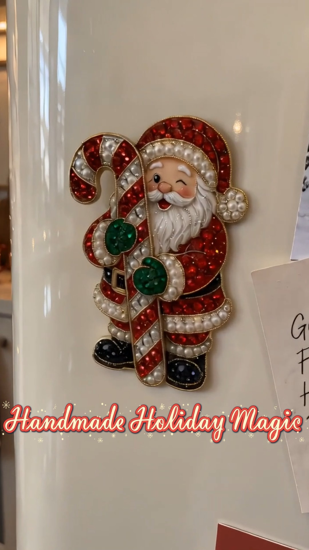 Santa Claus DIY Diamond Painting Fridge Magnet Kit｜6‑Pcs Creative Christmas Home Craft
