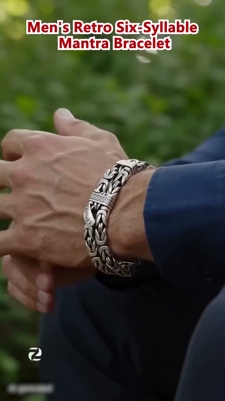Men's Vintage Six-Syllable Mantra Stainless Steel Bracelet