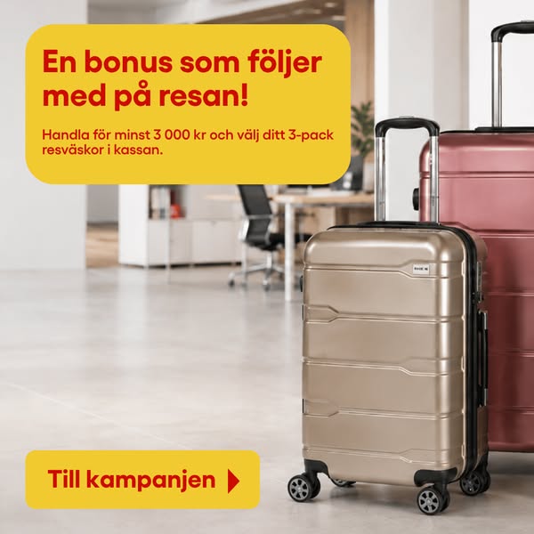 Handla för 3000 kr – få resväskor på köpet!