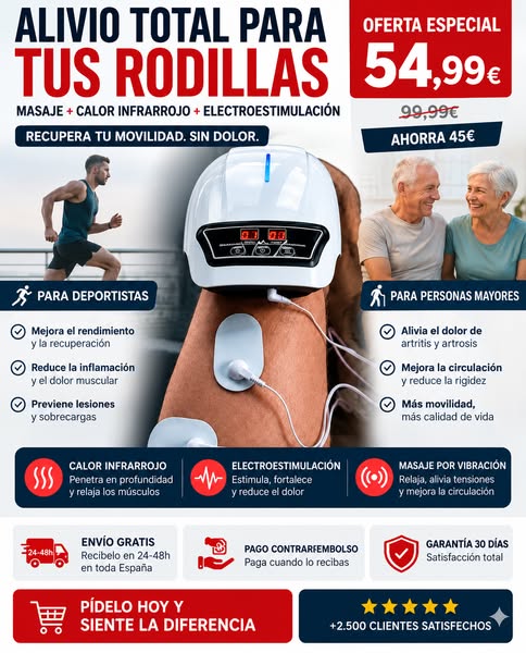 KneeFlow Pro™ Masajeador de Rodillas con Vibración y Calor Infrarrojo
