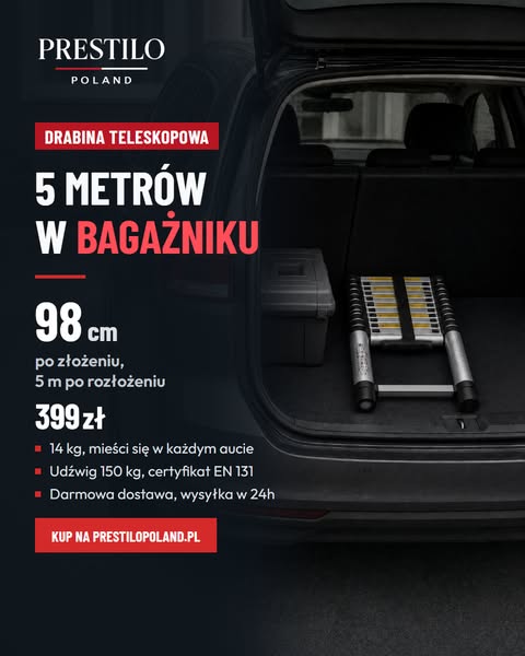 5 metrów w bagażniku: 98 cm po złożeniu