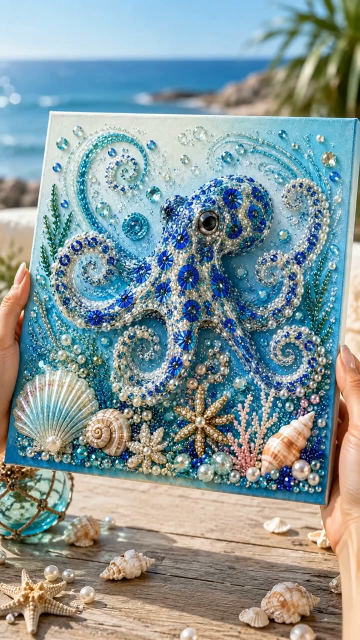 Ocean Theme Pearl Art DIY Ket - Create a Sparkling Ocean Masterpiece for Your Home