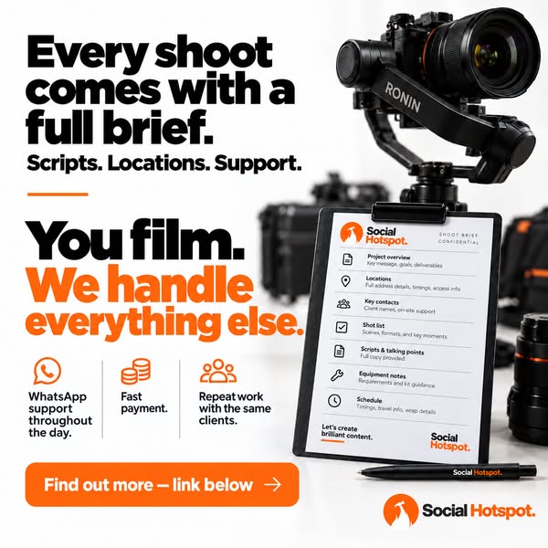 Freelance videographer? We'll fill your calendar with consistent, paid shoot days.