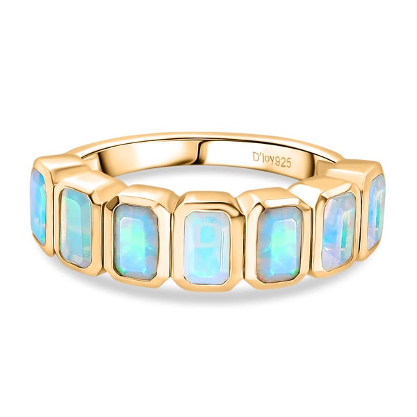 D'Joy AA Natürlicher, äthiopischer Welo Opal Ring 925 Silber Gelbes Gold (Größe 18.00) ca. 1,58 ct