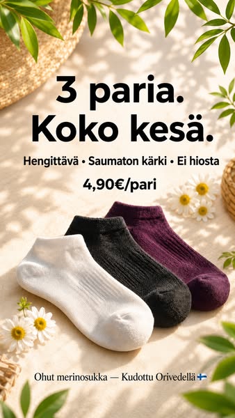 Kotimaiset merinosukat alle 5€