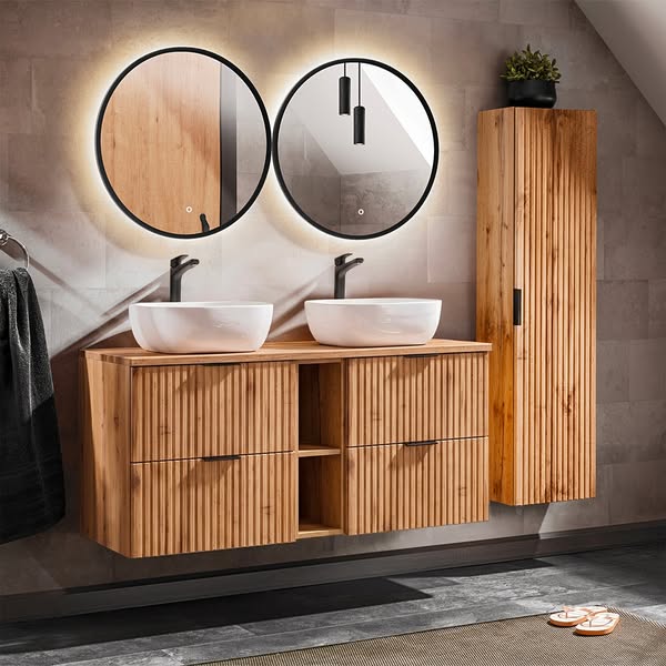 Meuble double vasque 140cm Adriel Bois | Petits-meubles