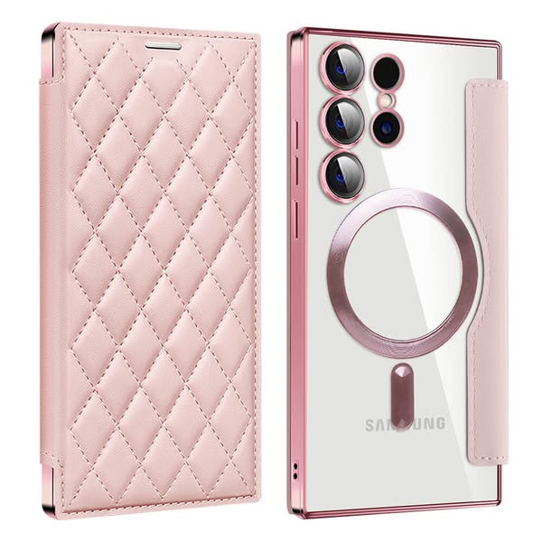 For Samsung - Magnetic Electroplated Magsafe Diamond Flip Leather Samsung Cases