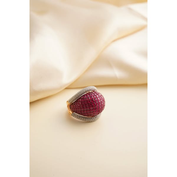 Premium Ruby Micron gold plated ring-Free Size