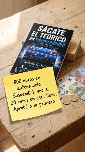 800€ en autoescuela: suspendí. 20€ en este libro: aprobé a la primera.