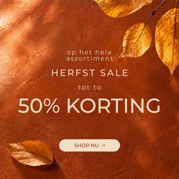 Herfst Sale. Tot 50%.