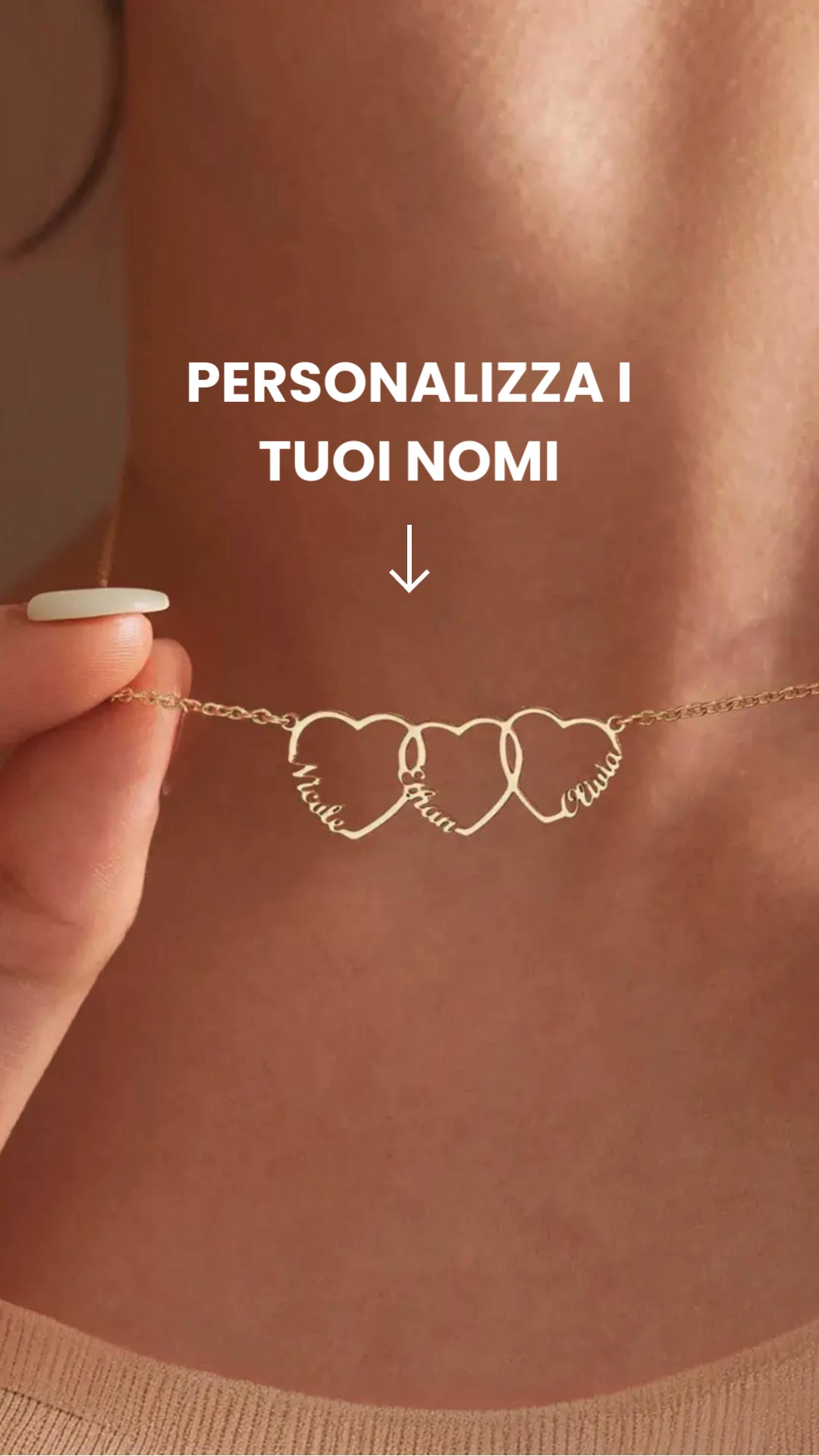 Collana personalizzata con ciondolo a forma di cuore con nome
