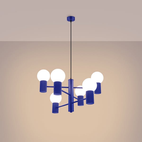 6 Light Glass Globe Chandelier - G9 Sphere Cluster Statement Ceiling Pendant