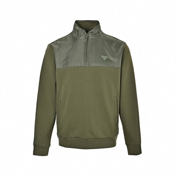 Re-Nylon and Cotton Half-Zip Sweatshirt
