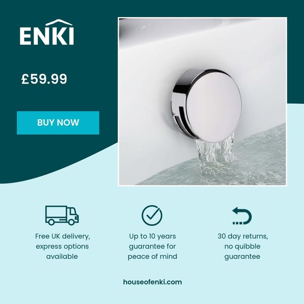 Round Bath Filler with Easy Clean Sprung Waste & Overflow - Chrome