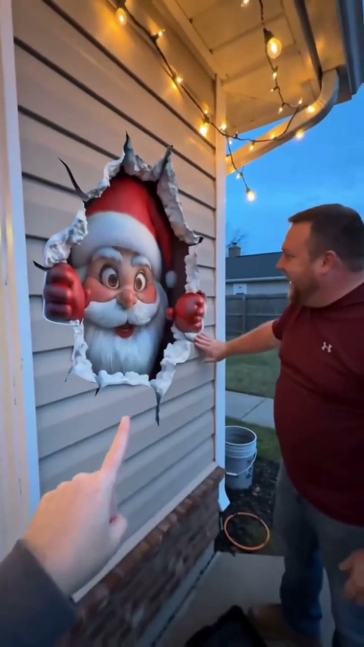„Der Weihnachtsmann bricht ein!“ Kreative Weihnachts‑Wandaufkleber (3D‑Optik für das bloße Auge)