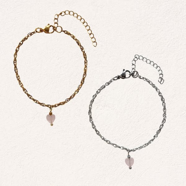 rozenkwarts met hartje armband