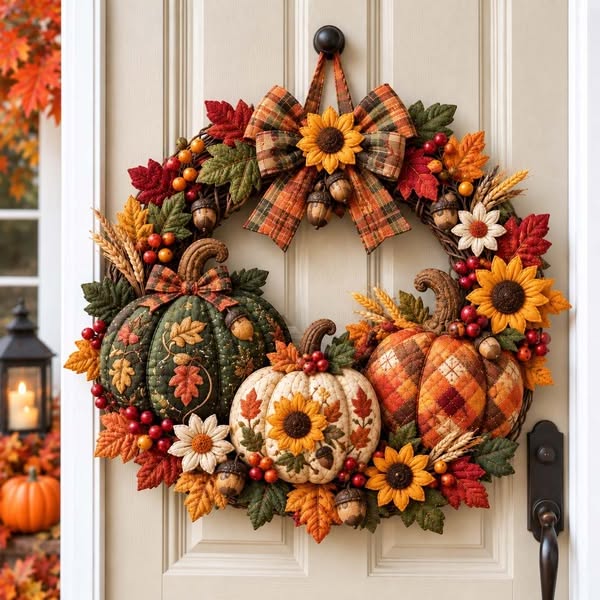 Rustic Fall Pumpkin Custom Shape Quilted Door Hanger GFTOTP21501 - S / Pack 1