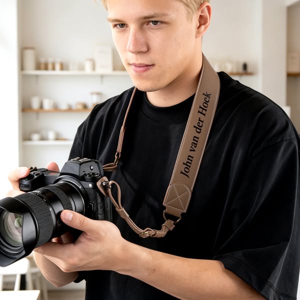 Personalized Name Genuine Leather Camera Strap, Adjustable Neck Shoulder Strap for Camera, Photography Accessories, Gift for Photographers/S