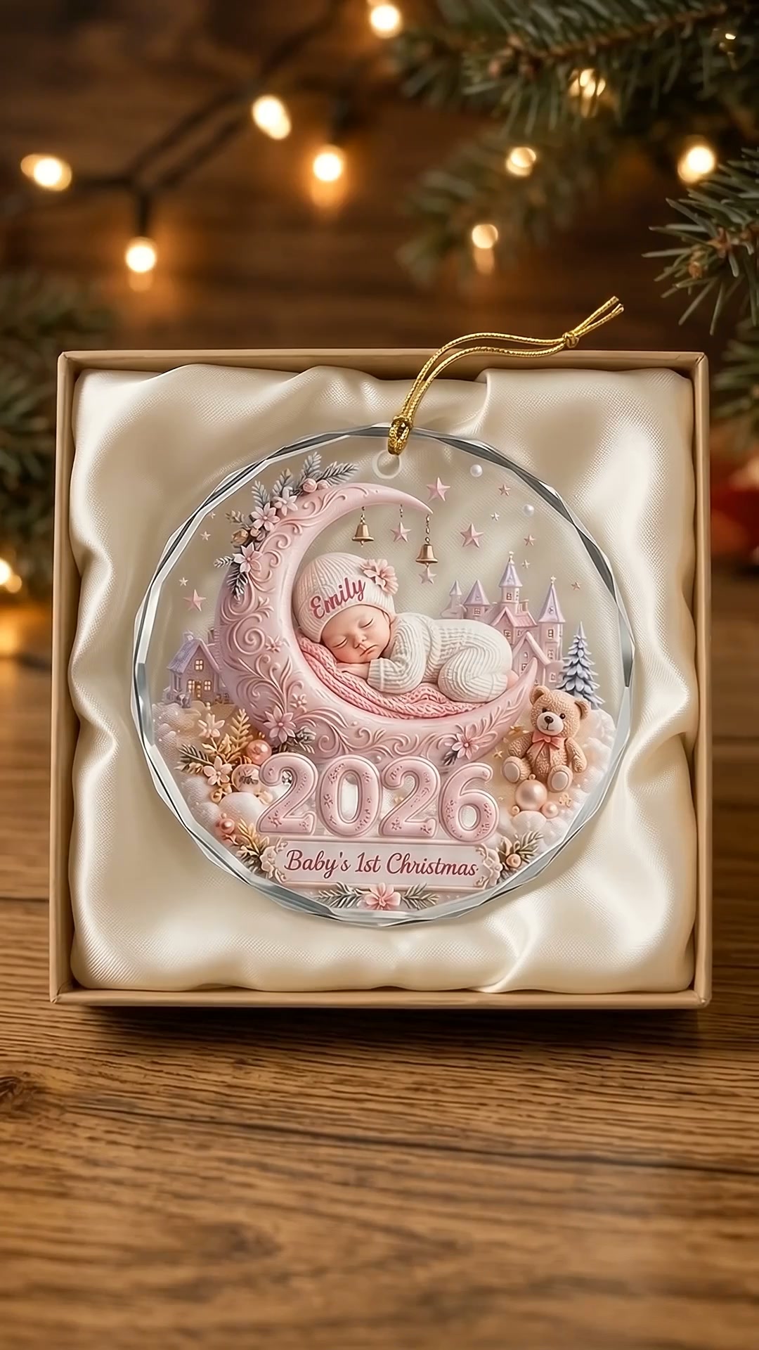 Personalized Baby First Christmas Crystal Ornament